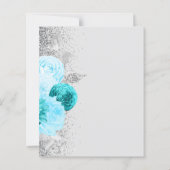 Budget Turquoise Silver Floral Calligraphy Wedding (Rückseite)