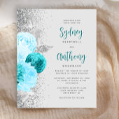 Budget Turquoise Silver Floral Calligraphy Wedding