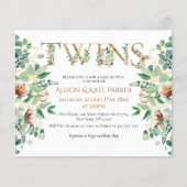 Budget Twin Baby Dusche Eucalyptus Gold Einladung (Vorderseite)
