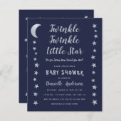 Budget Twinkle Little Star Baby Dusche Einladung (Vorne/Hinten)