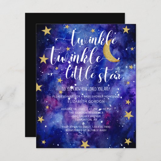 Budget Twinkle Twinkle Little Star Baby Dusche (Vorne/Hinten)