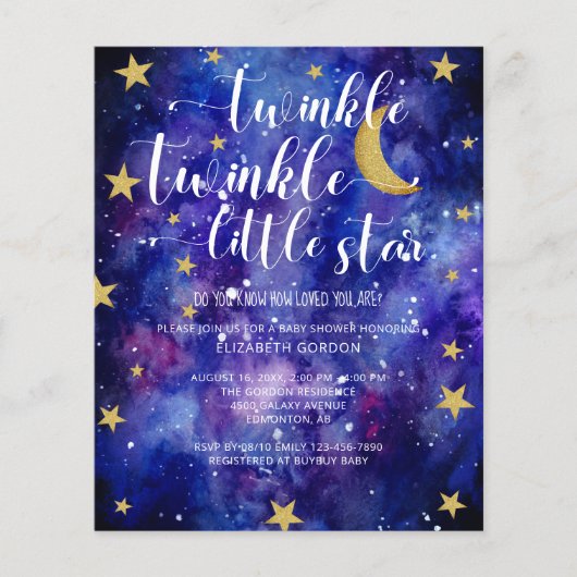 Budget Twinkle Twinkle Little Star Baby Dusche (Vorderseite)
