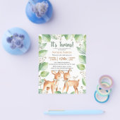 Budget Twins Forest Woodland Floral Baby Dusche Flyer (Einzeln)