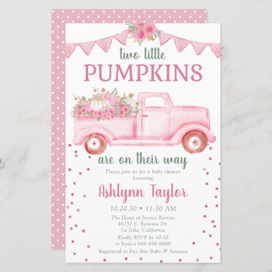 Budget Twins Pink Little Pumpkin Baby Dusche (Vorne/Hinten)