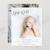 Budget Two Foto Hallo Vertical Birth Ankündigung (Vorne/Hinten)