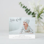 Budget Two Foto Hello World Birth Ankündigung (Stehend Vorderseite)