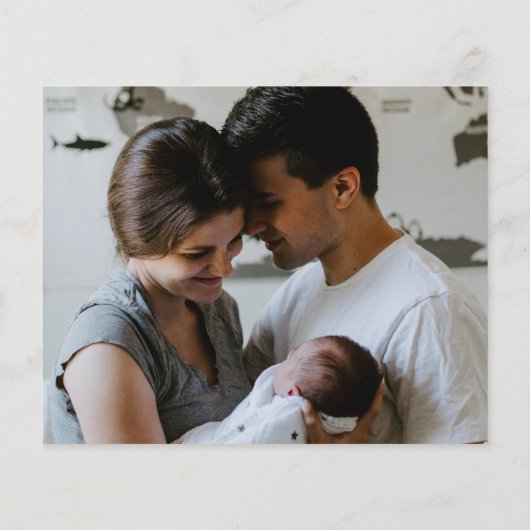 Budget Two Foto Hello World Birth Ankündigung (Rückseite)