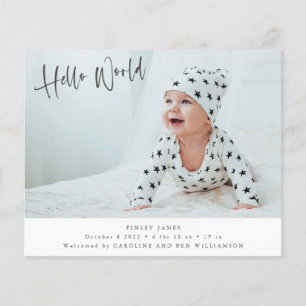 Budget Two Foto Hello World Birth Ankündigung