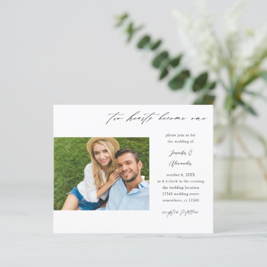 Budget Two Hearts Calligraphy Wedding (Stehend Vorderseite)