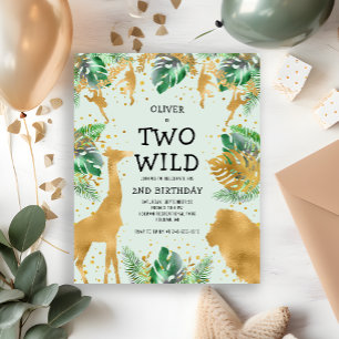 Budget Two Wild Green Gold 2. Geburtstagseinladung
