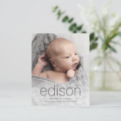Budget Type Baby Foto Geburtsankündigung (Stehend Vorderseite)