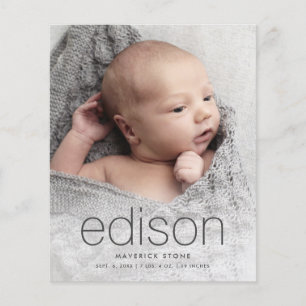 Budget Type Baby Foto Geburtsankündigung
