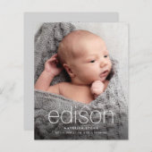 Budget Type Baby Foto Geburtsankündigung (Vorne/Hinten)