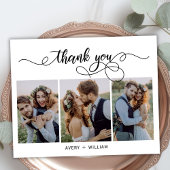 Budget Typografie 3 Foto Hochzeit Dankeschön Karte