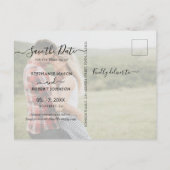 Budget Typografie 3 FotoCollage Save the Date Ankündigungspostkarte (Rückseite)