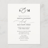 Budget-Typografie-Monogramm-Hochzeits-QR-Code Flyer (Vorne)
