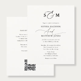 Budget-Typografie-Monogramm-Hochzeits-QR-Code Flyer