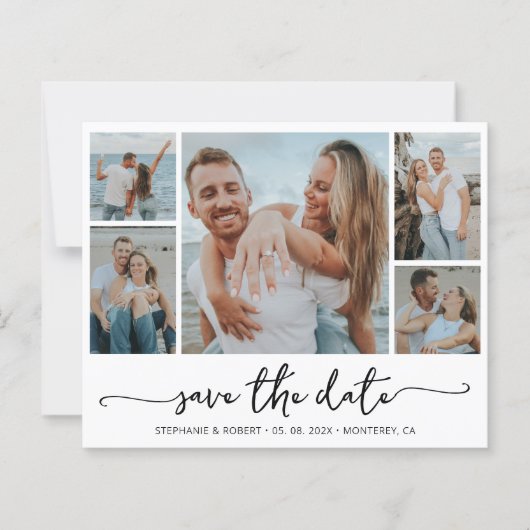 Budget Typografy Foto Wedding Save the Date (Vorderseite)