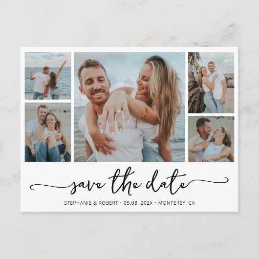 Budget Typografy Foto Wedding Save the Date Einladungspostkarte (Vorderseite)