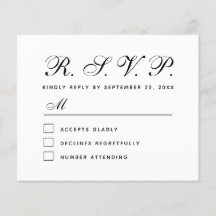 Budget UAWG Black and White Wedding Response Card