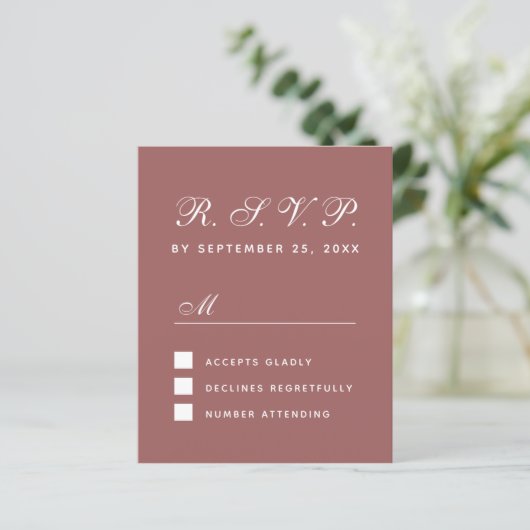 Budget UAWG Cinnamon Rose Wedding Response Card (Stehend Vorderseite)