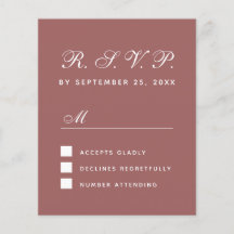 Budget UAWG Cinnamon Rose Wedding Response Card