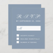 Budget UAWG Dusty Blue White Script Response Card (Vorne/Hinten)