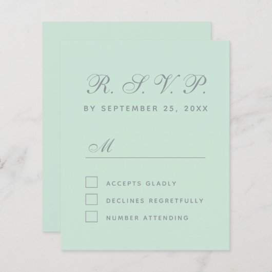 Budget UAWG Mint Green Grey Script Response Card (Vorne/Hinten)