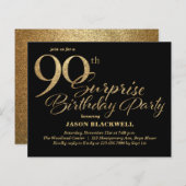 Budget Überraschung 90. Geburtstagsparty Einladung (Vorne/Hinten)