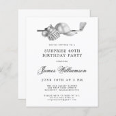 BUDGET Überraschung Golf 40. Geburtstag Einladung (Vorne/Hinten)