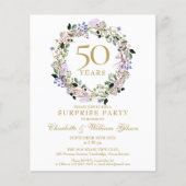 Budget Überraschung Party 50 Jahre Einladung (Vorderseite)