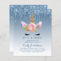 Budget Unicorn Baby Shower Blue Girls Niedlich
