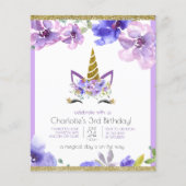 Budget Unicorn Girl Lila Birthday Party (Vorderseite)