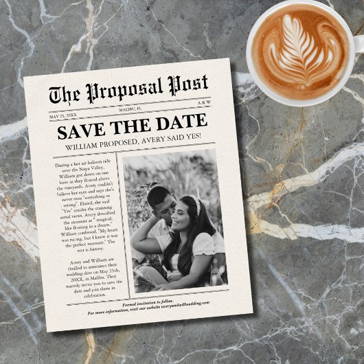 Budget Unique Wedding Newspaper Save the Date