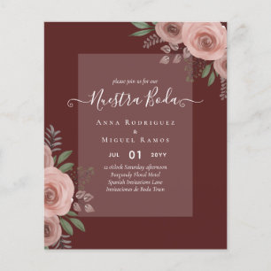 Budget Unsere HOCHZEIT Einladungen Burgunder Flora Flyer