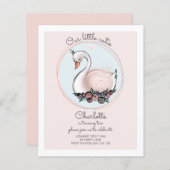 BUDGET Unsere kleine Süsse Rosa Schwan Einladung (Vorne/Hinten)