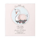 BUDGET Unsere kleine Süsse Rosa Schwan Einladung Notizblock (Vorderseite)