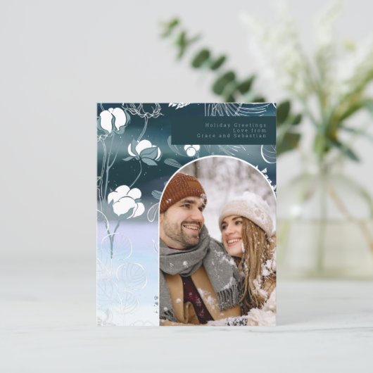 BUDGET Urlaub Winter Botanisches Foto Personalisie (Stehend Vorderseite)