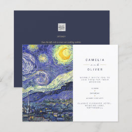 BUDGET Van Gough Starry Night Wedite Einladung QR