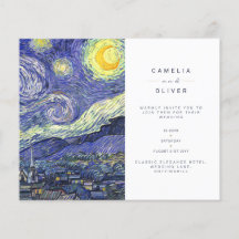 BUDGET Van Gough Starry Night Wedite Einladung QR 