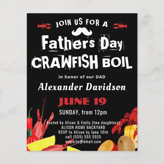 BUDGET VATHER'S DAY Crawfish Boil Einladung (Vorderseite)