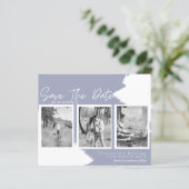 BUDGET Verlobung Foto Save the Date DustyBlue (Stehend Vorderseite)