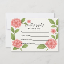 Budget Vibranly Pink Hydrangea RSVP Card