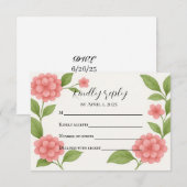 Budget Vibranly Pink Hydrangea RSVP Card Karte (Vorne/Hinten)