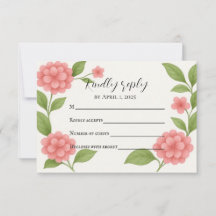 Budget Vibranly Pink Hydrangea RSVP Card