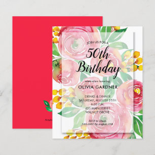 Budget Vibranly Watercolor Floral Geburtstag lädt 