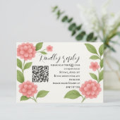 Budget Vibranntrosa QR Code RSVP Card Karte (Stehend Vorderseite)