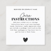 Budget Vielen Dank für Ihr Herz Care Instruction B Quadratische Visitenkarte (Rückseite)