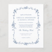 Budget Viktorianisches Foto Blue Wedding Einladung (Vorderseite)