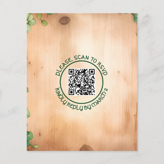 BUDGET Vine St Patrick's Day QR Hochzeit Einladung (Rückseite)